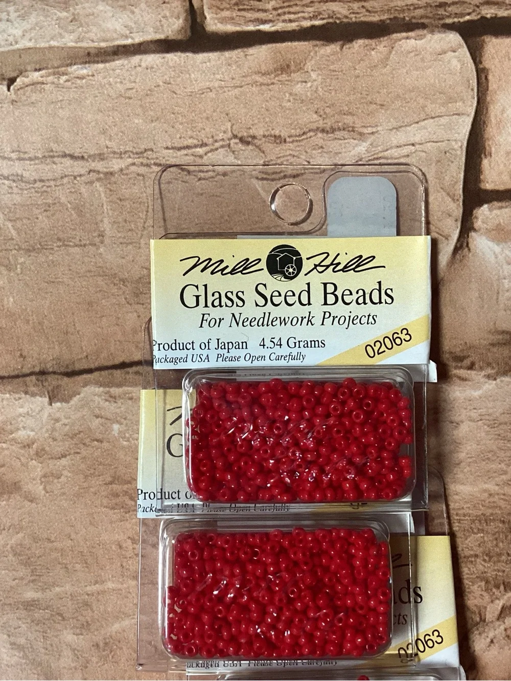 9 NEW packs of glass seed beads-Red*white*gold